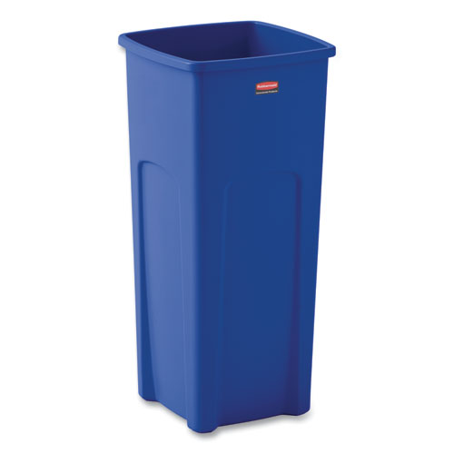 Image of Rubbermaid® Commercial Untouchable Square Waste Receptacle, 23 Gal, Plastic, Blue