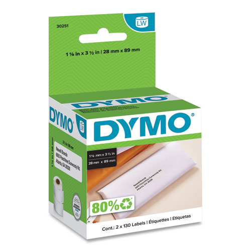 Image of Dymo® Labelwriter Address Labels, 1.12" X 3.5", White, 130 Labels/Roll, 2 Rolls/Pack