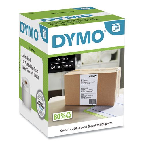Image of Dymo® Labelwriter Shipping Labels, 4" X 6", White, 220 Labels/Roll