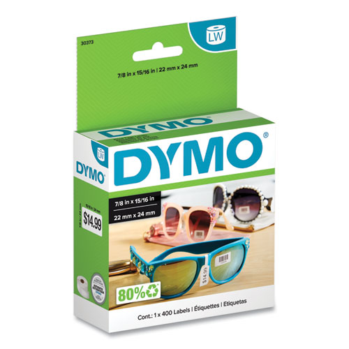 Image of Dymo® Lw Price Tag Labels, 0.93" X 0.87", White, 400 Labels/Roll