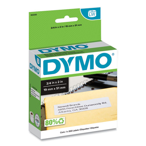 Image of Dymo® Labelwriter Return Address Labels, 0.75" X 2", White, 500 Labels/Roll