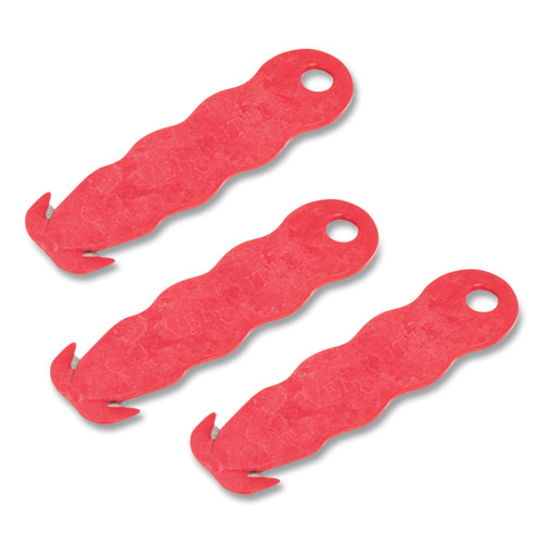 Image of San Jamar® Klever Kutter Safety Cutter, 3 Razor Blades, 1" Blade, 4" Plastic Handle, Red