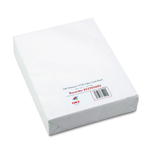 Oki® Premium Card Stock, 110 lbs., Letter, White, 250 Sheets/Box