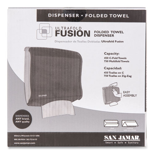 Image of San Jamar® Ultrafold Fusion C-Fold And Multifold Towel Dispenser, 11.5 X 5.5 X 11.5, Black