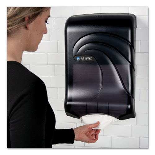Image of San Jamar® Ultrafold Multifold/C-Fold Towel Dispenser, Oceans, 11.75 X 6.25 X 18, Transparent Black Pearl
