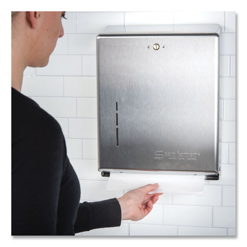 Image of San Jamar® C-Fold/Multifold Towel Dispenser, 11.38 X 4 X 14.75, Stainless Steel