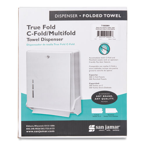 True Fold C-Fold/Multifold Paper Towel Dispenser, 11.63 x 5 x 14.5, White