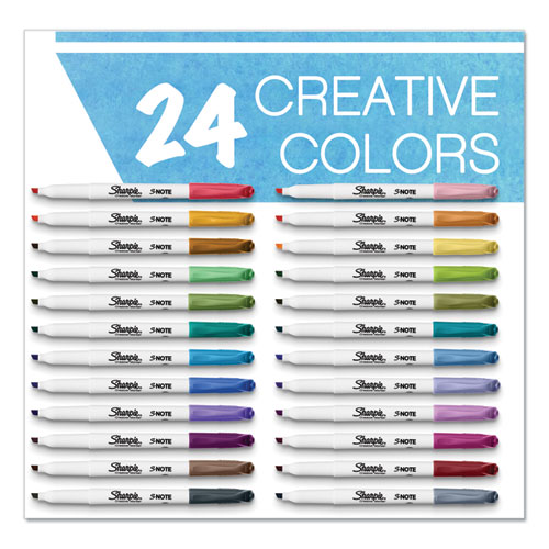 S-Note Creative Markers, Assorted Ink Colors, Chisel Tip, Assorted Barrel Colors, 24/Pack
