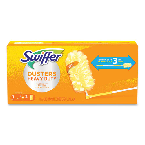 Swiffer® Heavy Duty Dusters With Extendable Handle, 14" To 3 Ft Handle, 1 Handle And 3 Dusters/Kit