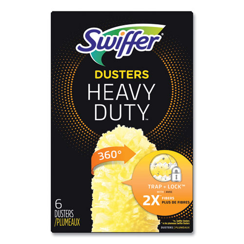 Swiffer® Heavy Duty Dusters Refill, Dust Lock Fiber, Yellow, 6/Box, 4 Boxes/Carton