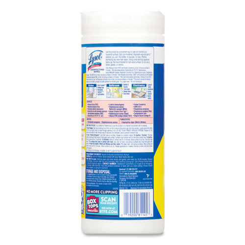 Disinfecting Wipes, 7 x 7.25, Lemon and Lime Blossom, 35 Wipes/Canister, 12 Canisters/Carton