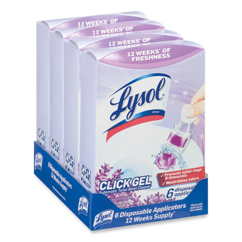 Image of Click Gel Automatic Toilet Bowl Cleaner, Lavender Fields, 6/Box, 4 Boxes/Carton