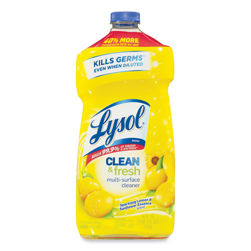 Lysol® Brand Clean And Fresh Multi-Surface Cleaner, Sparkling Lemon And Sunflower Essence, 40 Oz Bottle, 9/Carton