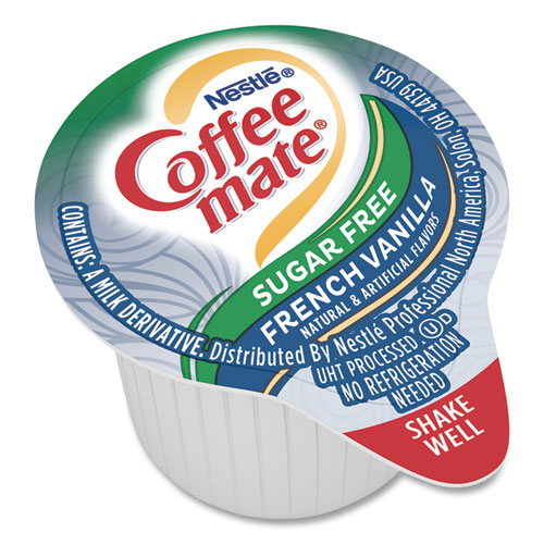 Image of Coffee Mate® Liquid Coffee Creamer, Sugar Free French Vanilla, 0.38 Oz Mini Cups, 50/Box, 4 Boxes/Carton, 200 Total/Carton