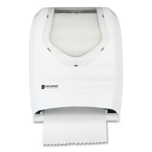 San Jamar® Tear-N-Dry Touchless Roll Towel Dispenser, 16.75 x 10 x 12.5, White/Clear
