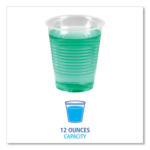 Translucent Plastic Cold Cups, 12 oz, Polypropylene, 50 Cups/Sleeve, 20 Sleeves/Carton