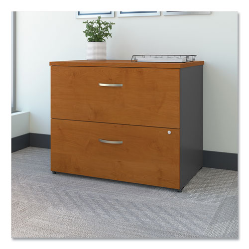 Image of Bush® Series C Lateral File, 2 Legal/Letter/A4/A5-Size File Drawers, Natural Cherry/Graphite Gray, 35.75" X 23.38" X 29.88"