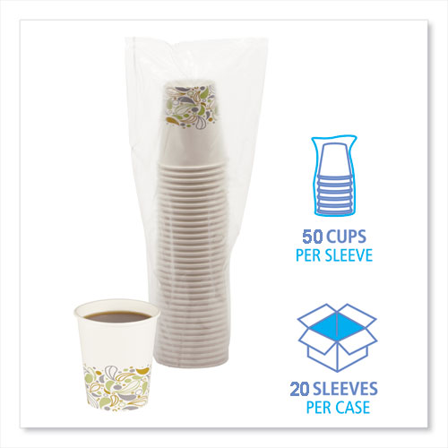 Deerfield Printed Paper Hot Cups, 8 oz, 50 Cups/Sleeve, 20 Sleeves/Carton