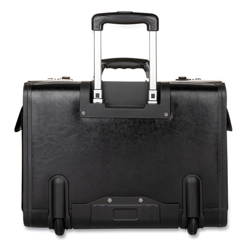 Catalog Case on Wheels, Fits Devices Up to 17.3", Leather, 19 x 9 x 15.5, Black