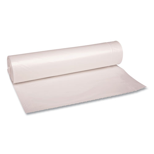 Boardwalk® Recycled Low-Density Polyethylene Can Liners, 56 gal, 1.1 mil, 43" x 47", Clear, 10 Bags/Roll, 10 Rolls/Carton