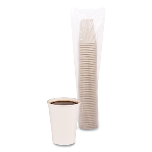 Paper Hot Cups, 12 oz, White, 50 Cups/Sleeve, 20 Sleeves/Carton