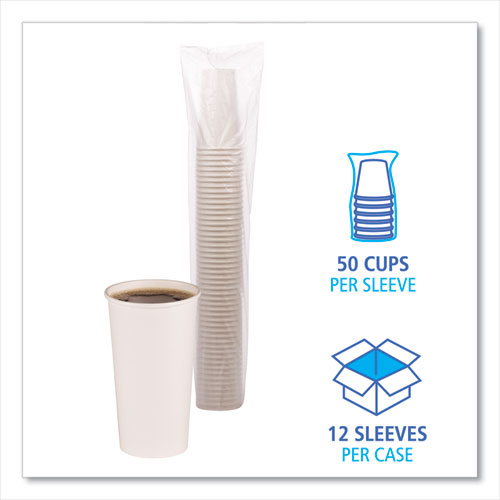 Paper Hot Cups, 20 oz, White, 50 Cups/Sleeve, 12 Sleeves/Carton