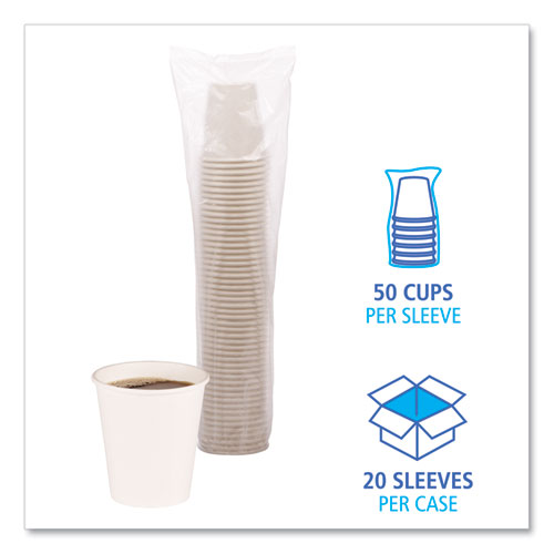 Image of Boardwalk® Paper Hot Cups, 10 Oz, White, 20 Cups/Sleeve, 50 Sleeves/Carton
