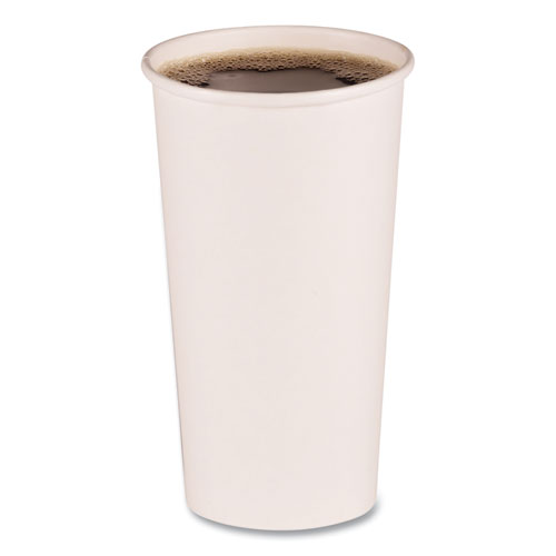 Paper Hot Cups, 20 oz, White, 12 Cups/Sleeve, 50 Sleeves/Carton