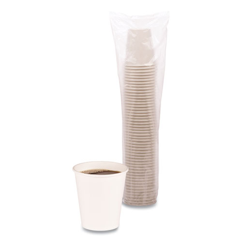 Paper Hot Cups, 10 oz, White, 50 Cups/Sleeve, 20 Sleeves/Carton