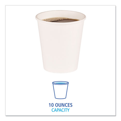 Image of Boardwalk® Paper Hot Cups, 10 Oz, White, 20 Cups/Sleeve, 50 Sleeves/Carton