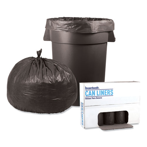 Image of Boardwalk® Low-Density Waste Can Liners, 60 Gal, 1.1 Mil, 38" X 58", Gray, 20 Bags/Roll, 5 Rolls/Carton
