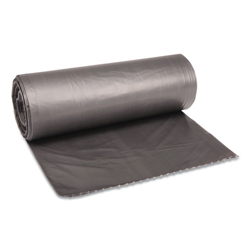 Low-Density Waste Can Liners, 60 gal, 1.1 mil, 38" x 58", Gray, 20 Bags/Roll, 5 Rolls/Carton