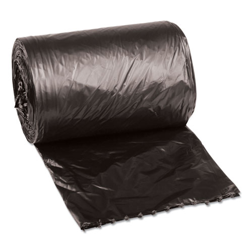 Boardwalk® Low-Density Waste Can Liners, 10 gal, 0.35 mil, 24" x 23", Black, 25 Bags/Roll, 10 Rolls/Carton