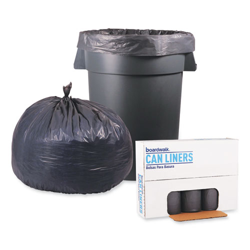 Image of Boardwalk® Low-Density Waste Can Liners, 60 Gal, 0.95 Mil, 38" X 58", Gray, 25 Bags/Roll, 4 Rolls/Carton