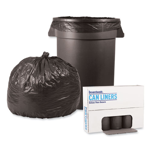 Image of Boardwalk® Low-Density Waste Can Liners, 33 Gal, 1.1 Mil, 33" X 39", Gray, 25 Bags/Roll, 4 Rolls/Carton