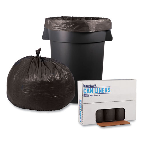 Image of Boardwalk® Low-Density Waste Can Liners, 45 Gal, 0.95 Mil, 40" X 46", Gray, 25 Bags/Roll, 4 Rolls/Carton