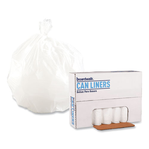 Image of Boardwalk® Low-Density Waste Can Liners, 16 Gal, 0.4 Mil, 24" X 32", White, 25 Bags/Roll, 20 Rolls/Carton