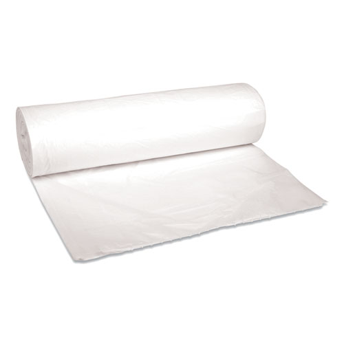 Boardwalk® Low-Density Waste Can Liners, 45 gal, 0.6 mil, 40" x 46", White, 25 Bags/Roll, 4 Rolls/Carton
