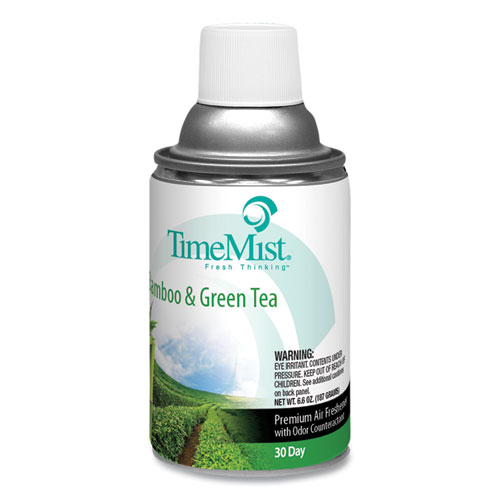 Premium Metered Air Freshener Refill, Bamboo and Green Tea 6.6 oz Aerosol Spray, 12/Carton