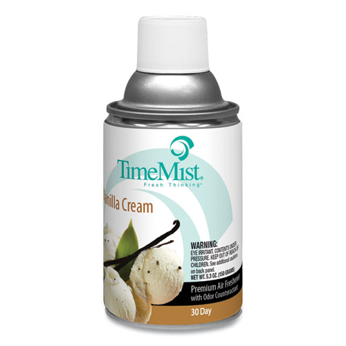 Timemist® Premium Metered Air Freshener Refill, Vanilla Cream, 5.3 Oz Aerosol Spray, 12/Carton
