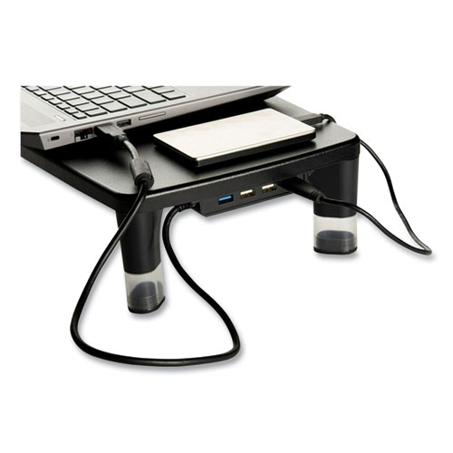 Image of 3M™ Monitor Stand Ms100B, 21.6 X 9.4 X 2.7 To 3.9, Black/Clear, Supports 33 Lb