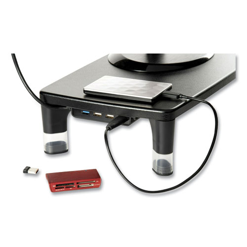 Image of 3M™ Monitor Stand Ms100B, 21.6 X 9.4 X 2.7 To 3.9, Black/Clear, Supports 33 Lb
