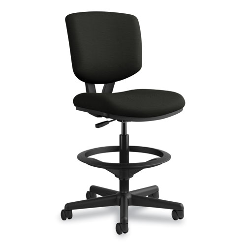 Volt Series Leather Adjustable Task Stool, Supports Up to 275 lb, 22.88" to 32.38" Seat Height, Black