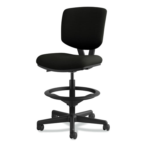 Image of Hon® Volt Series Leather Adjustable Task Stool, Supports Up To 275 Lb, 22.88" To 32.38" Seat Height, Black