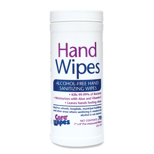 Image of 2Xl Alcohol Free Hand Sanitizing Wipes, 8 X 7, White, 70/Canister, 6 Canisters/Carton