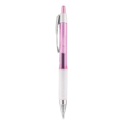 uniball Signo 207 City of Hope Edition Gel Pen, Retractable, Bold 1 mm,  Black Ink, Translucent Pink/Translucent White Barrel, Dozen