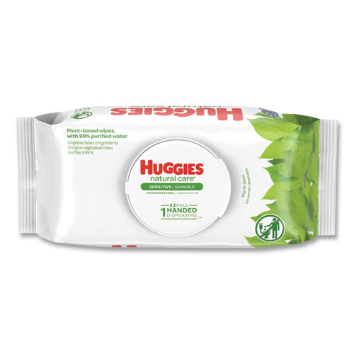 Huggies® Natural Care Sensitive Baby Wipes, 3.88 x 6.6, Unscented, White, 184/Pack, 3 Packs/Carton