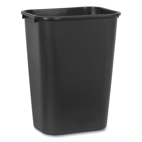 Deskside Plastic Wastebasket, 10.25 gal, Plastic, Black