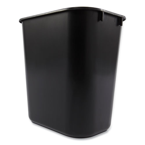 Image of Rubbermaid® Commercial Deskside Plastic Wastebasket, 3.5 Gal, Plastic, Black