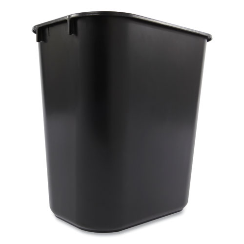 Image of Deskside Plastic Wastebasket, 3.5 gal, Plastic, Black